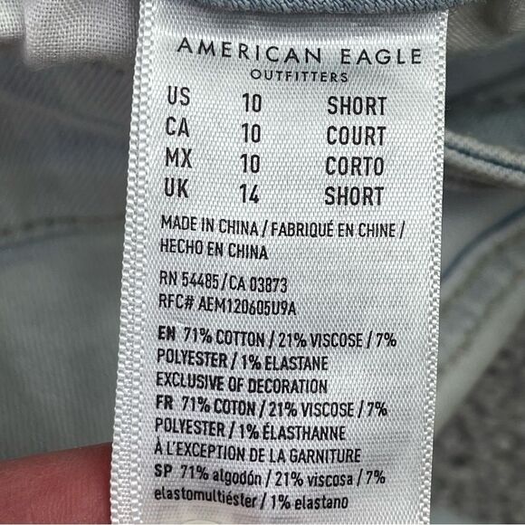 American Eagle Jegging Jeans Women's 10 Short Blue Mid-Rise Light Wash Denim - Picture 7 of 13